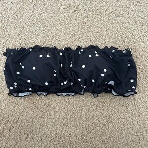 black and white polka dot strapless bikini top!